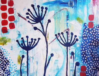 ''Blue Spring'' -100X100 cm. Price: 4,500 DKK. 600 EUR
