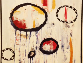 ''Circles'' - Acrylic on canvas 50X50 cm. Price: 3000 DKK. 400 EUR -  SOLD