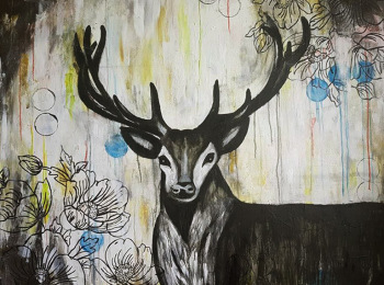 ''Deeri'' - Acrylic on canvas 100X120 cm. Price: 6000 DKK. 800 EUR