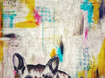 ''Momo'' - Acrylic on canvas 100X100 cm. Price: 4,500 DKK. 600 EUR