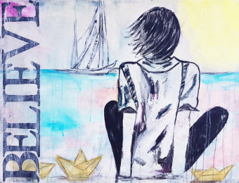 ''Believe''- Acrylic on canvas 80X60 cm. Price: 3,000 DKK. 400 EUR