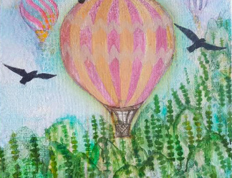 ''Balloon'' A. Acrylic on canvas 50X50 cm. Price: 2,000 DKK. 270 EUR