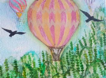''Balloon'' A. Acrylic on canvas 50X50 cm. Price: 2,000 DKK. 270 EUR