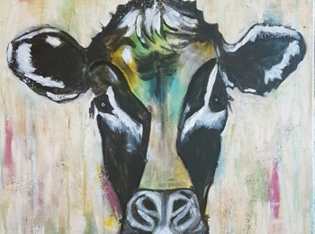 ''Mona the cow'' - Acrylic on canvas 60X80 cm. Price: 4,000 DKK. 535 EUR