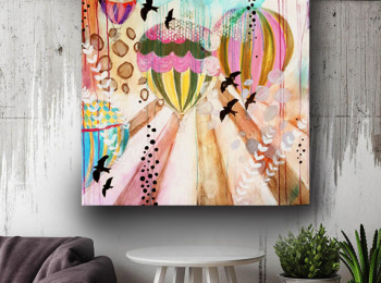 ''Happiness is a choice'' -  Acrylic on canvas 100X100 cm. Price: 3,000 DKK. 400 EUR