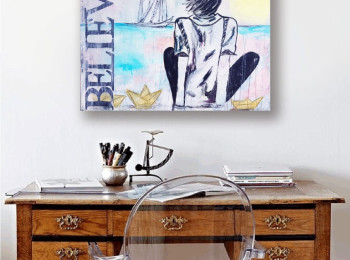 ''Believe''- Acrylic on canvas 80X60 cm. Price: 3,000 DKK. 400 EUR