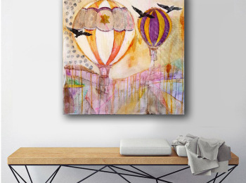 ''Balloon'' B. Acrylic on canvas 50X50 cm. Price: 2,000 DKK. 270 EUR