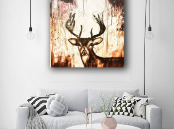 ''Deer Erik''- Acrylic on canvas 60X60 cm. Price: 3,500 DKK. 470 EUR