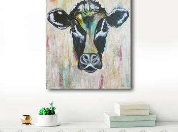''Mona the cow'' - Acrylic on canvas 60X80 cm. Price: 4,000 DKK. 535 EUR